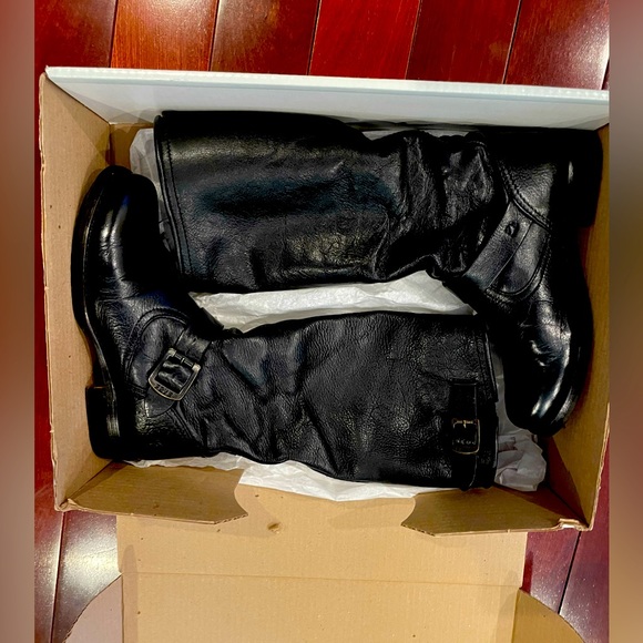 Frye Veronica Slouch Boots Black Leather Size 7.5 - Picture 2 of 14